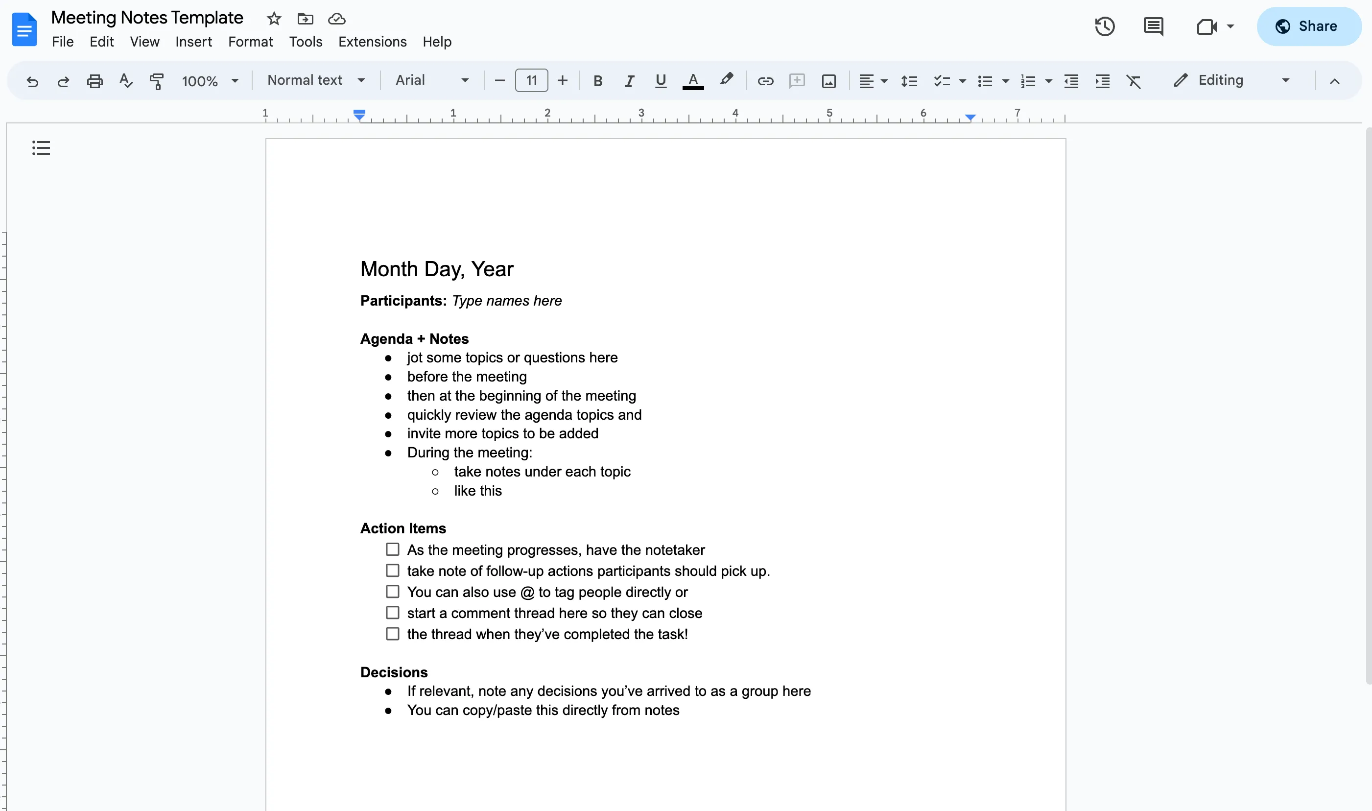 Choose the Google Doc to be filled in